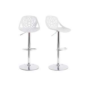 Tabourets de bar design avec motif baroque blanc (lot de 2) BAROCCA