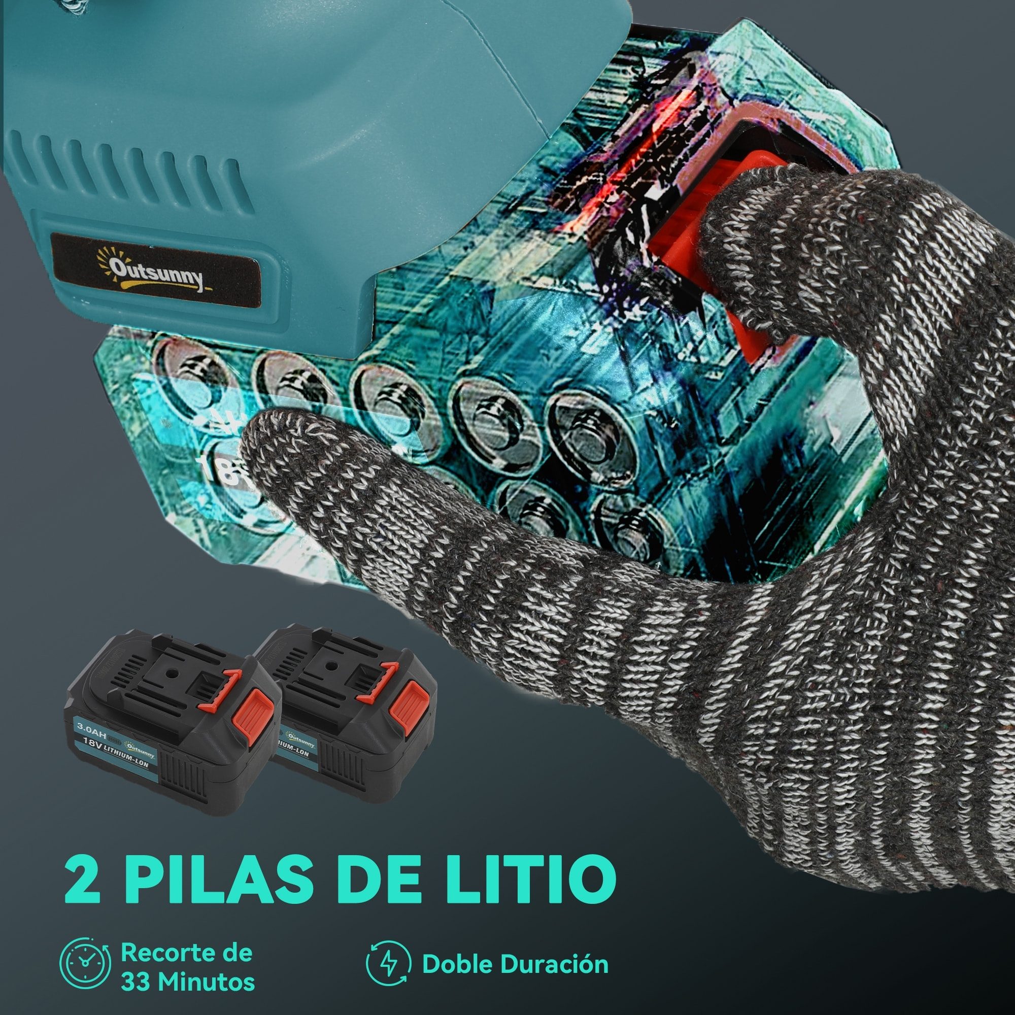 Mini Motosierra Bateria 6000mAh 8 Pulgadas Motosierra Eléctrica con 580W Motor sin Escobillas 2 Baterías Palo Telescópico y Doble Bloqueo para Podar Árboles de Jardinería y Madera