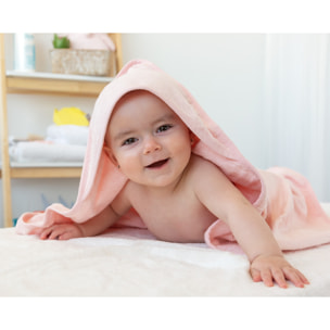 TOALLA BAMBÚ DE BAÑO PARA BEBÉS ROSA