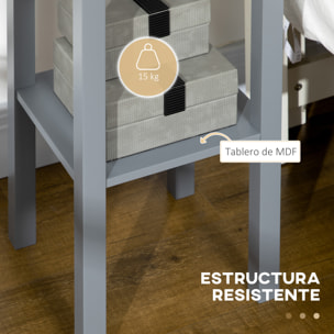 Mesa Auxiliar Estilo Moderno Mesita Auxiliar con Cajón y Estante de Almacenamiento Mesita de Noche para Sala de Estar Dormitorio 30x30x75 cm Gris