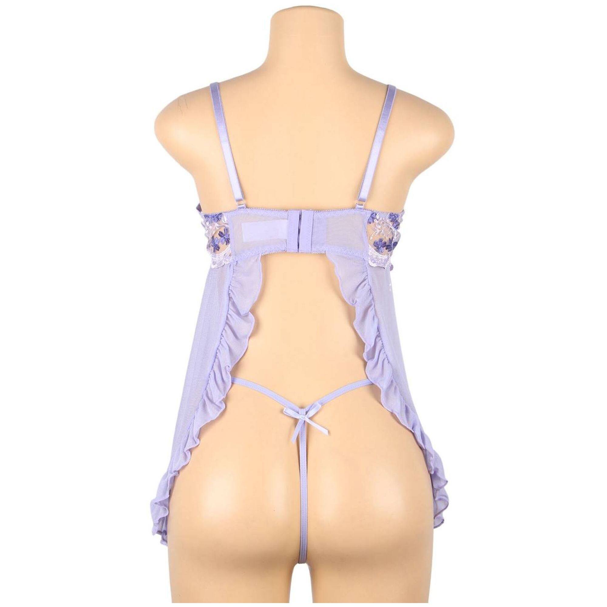 Babydoll morado encaje de flores