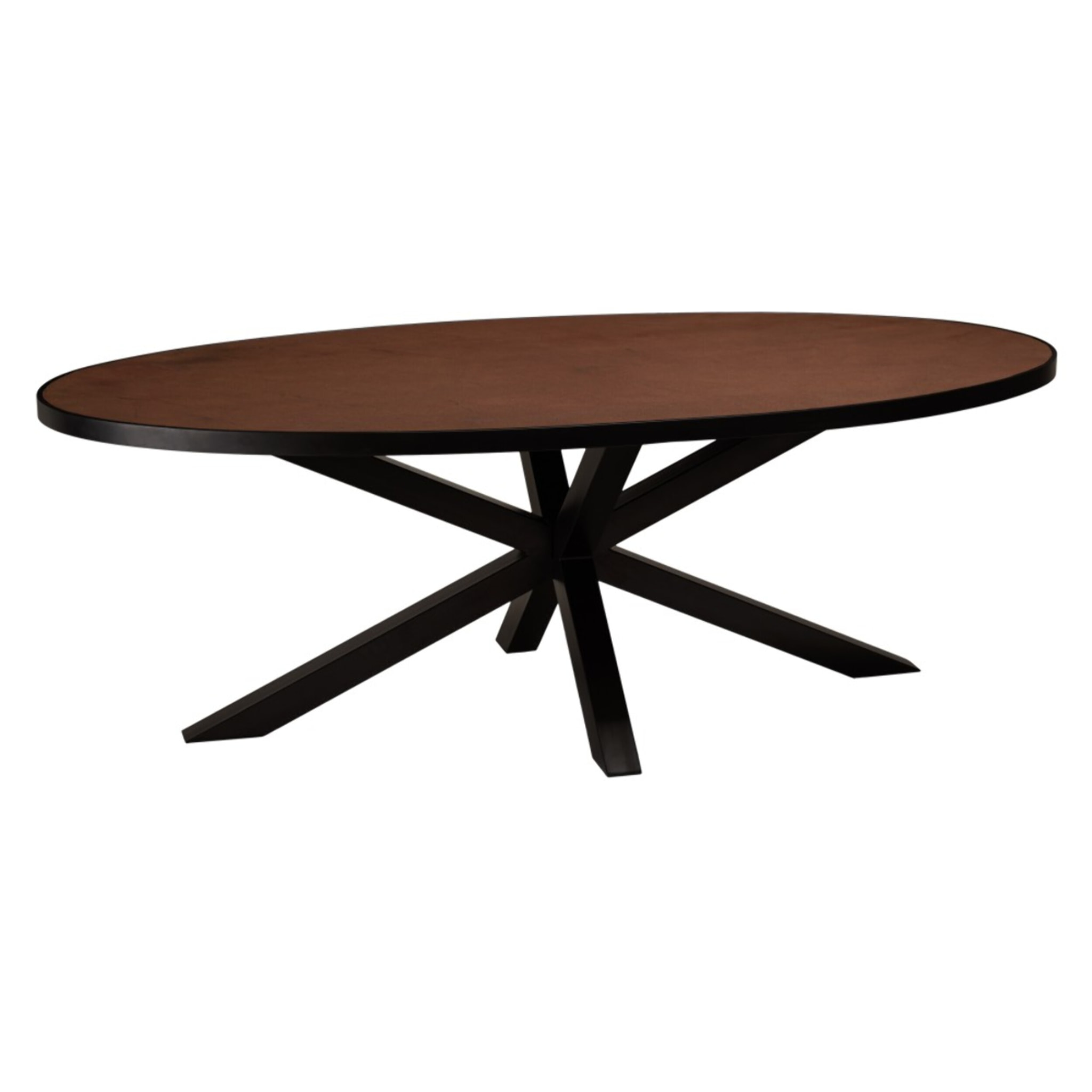 BASILE - Table à manger 220x110 couleur rouille effet pierre