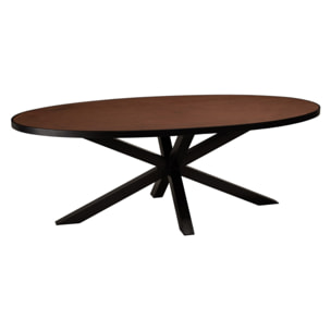 BASILE - Table à manger 220x110 couleur rouille effet pierre