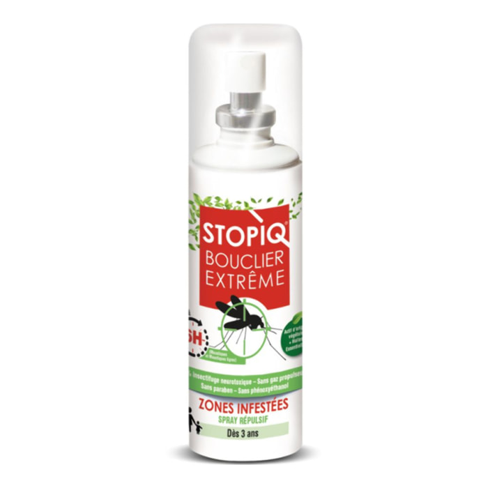 NUTRI EXPERT - STOPIQ Bouclier Extrême - Spray répulsif insecte - Actifs d'origine végétale - Protection maximale - Dès 3 ans - 75 ml