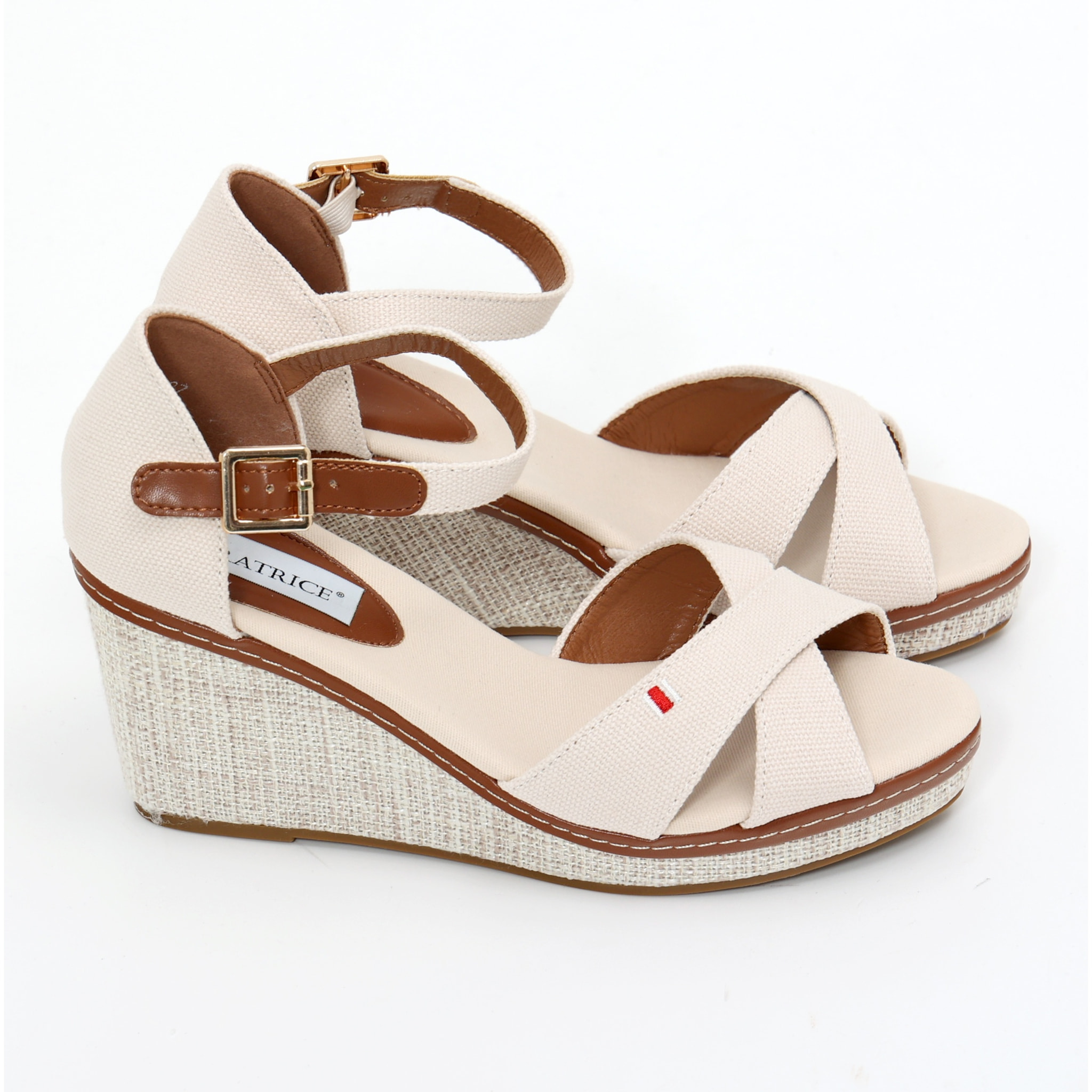 Sandali in tessuto con zeppa