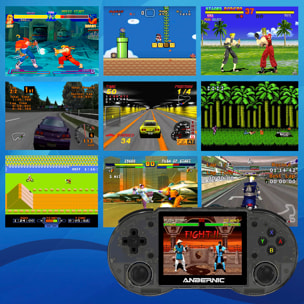 Console emulatore multipiattaforma RG353P. IPS da 3,5"; Quad Core da 1,8 GHz, 16 GB+128 GB. Android 11 + Linux. WiFi. +22.000 giochi.