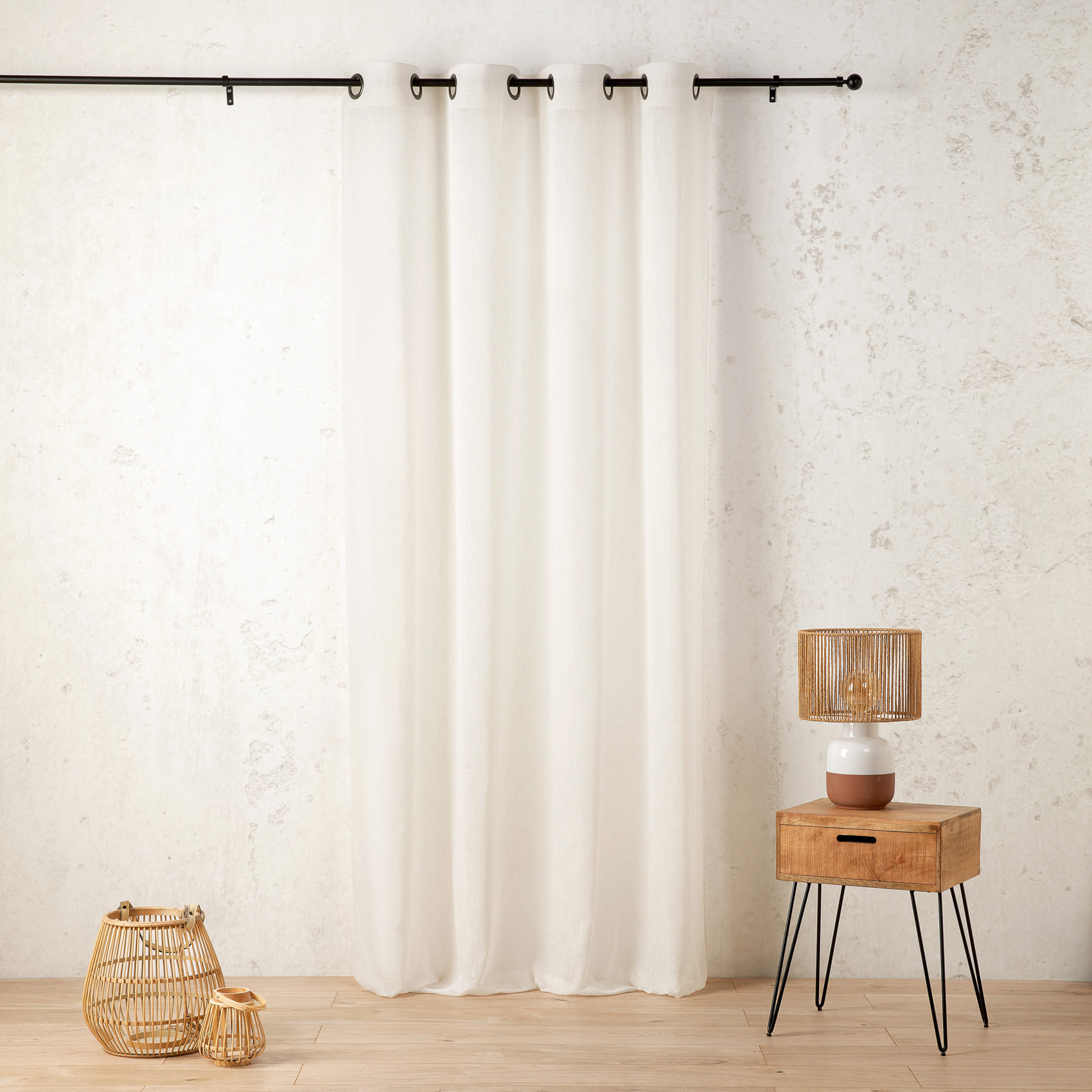 Voilage en polycoton chiné - Beige
