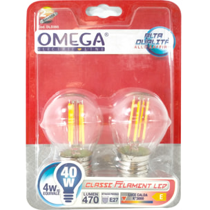 OMEGA Set 6 pezzi filament led sfera g45 4w 470lm 3000k e27