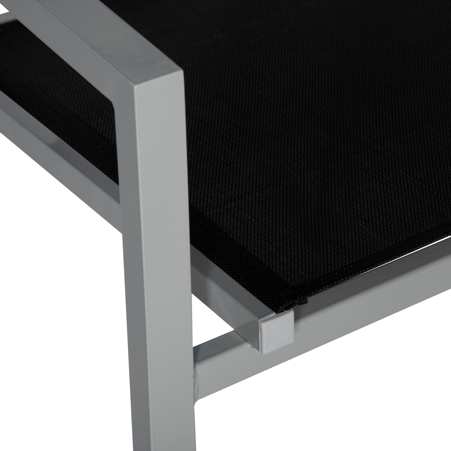 Lot de 8 chaises en aluminium gris - textilène noir