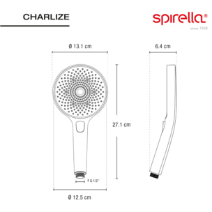 Pommeau de douche en ABS Charlize Blanc Matt Spirella