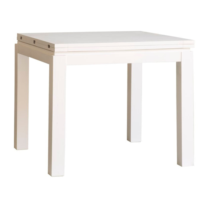 Table à manger extensible Blay -panneau de mdf et laqué blanc-couleur laqué blanc mat 90 x 78 x 90 cm