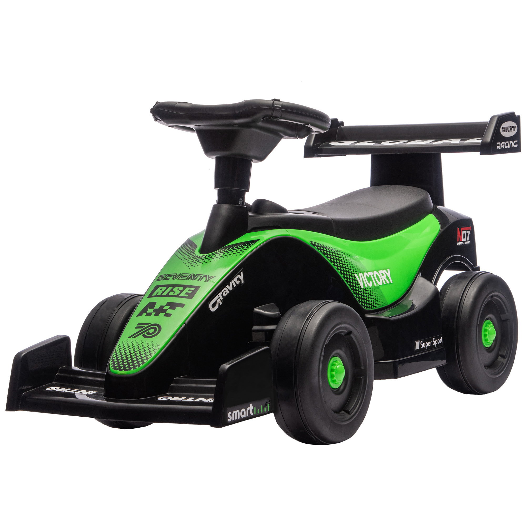 Porteur enfant Formule 1 butée anti-bascule coffre effets sonores noir vert