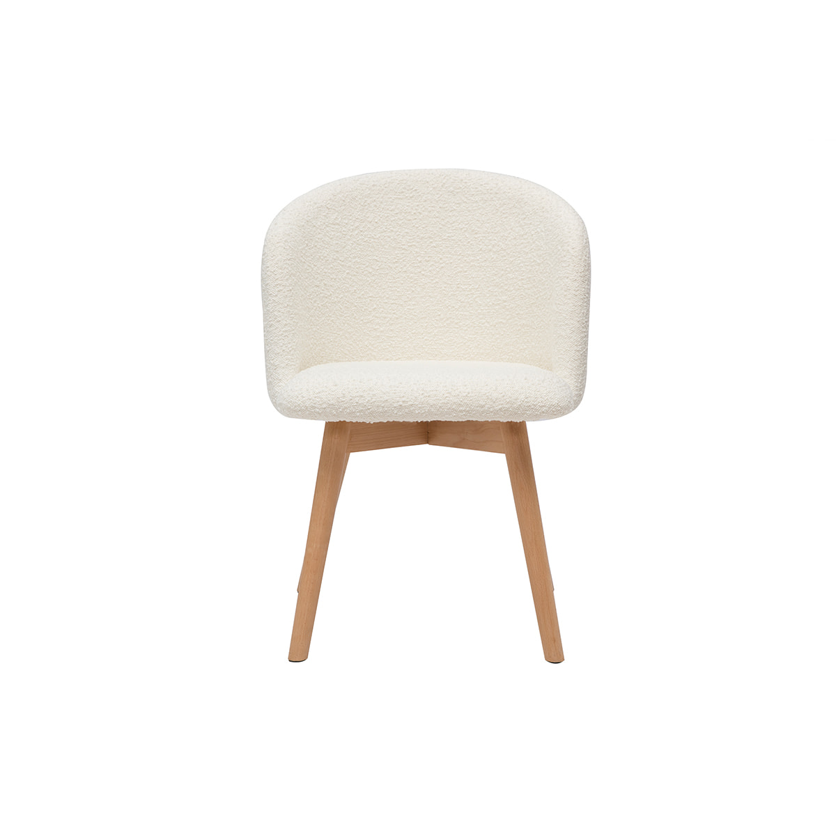 Chaises scandinaves en tissu effet laine bouclée blanc cassé et bois clair massif (lot de 2) VANITY