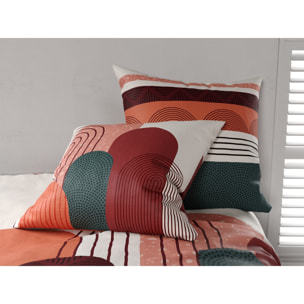 Parure housse de couette Coton 57fils GALIO Rouge