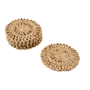 J-Line Dessous de verre Rond - jute - naturel - 2 sets de 6 pièces