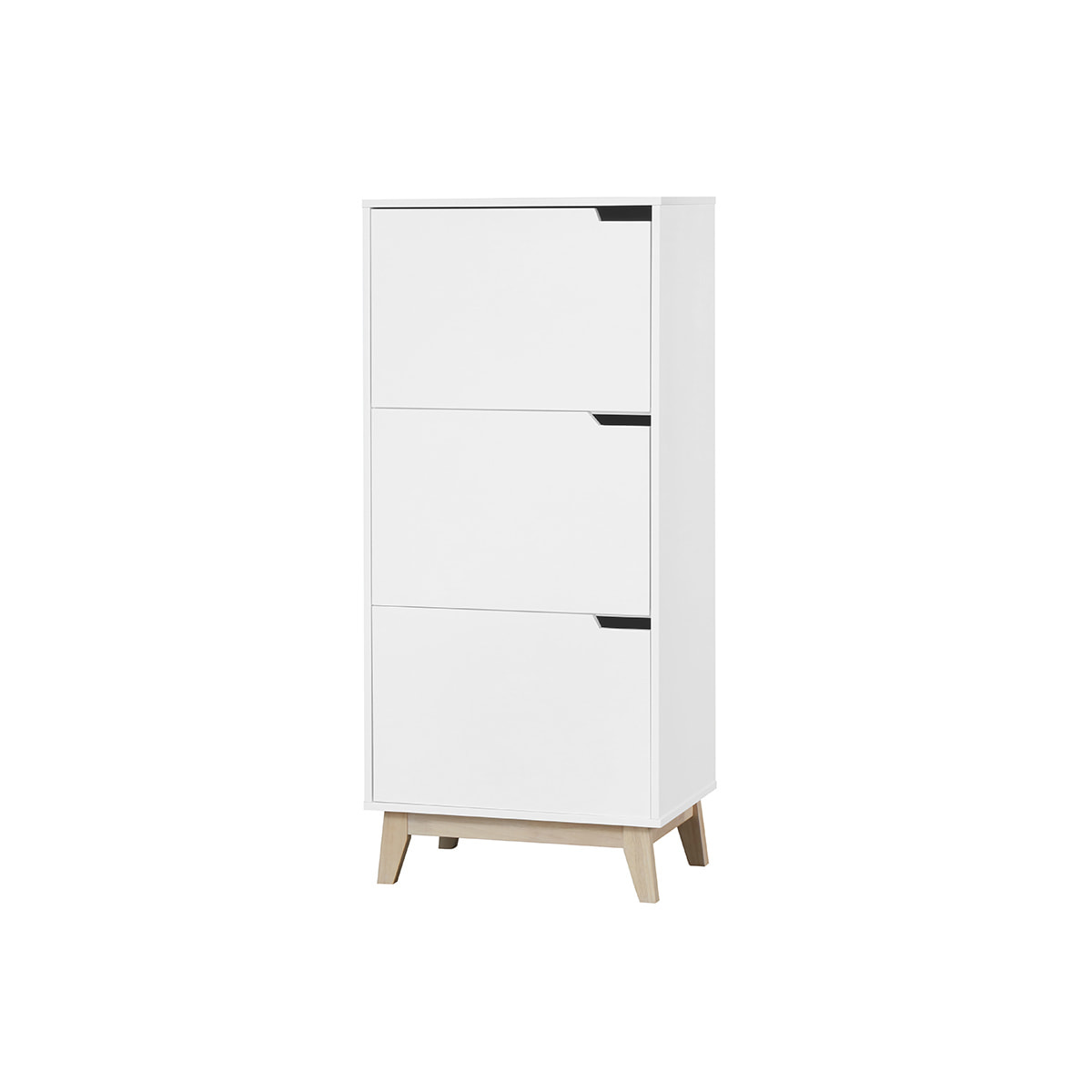 Meuble de rangement haut blanc et bois clair 3 portes L60 cm LEENA