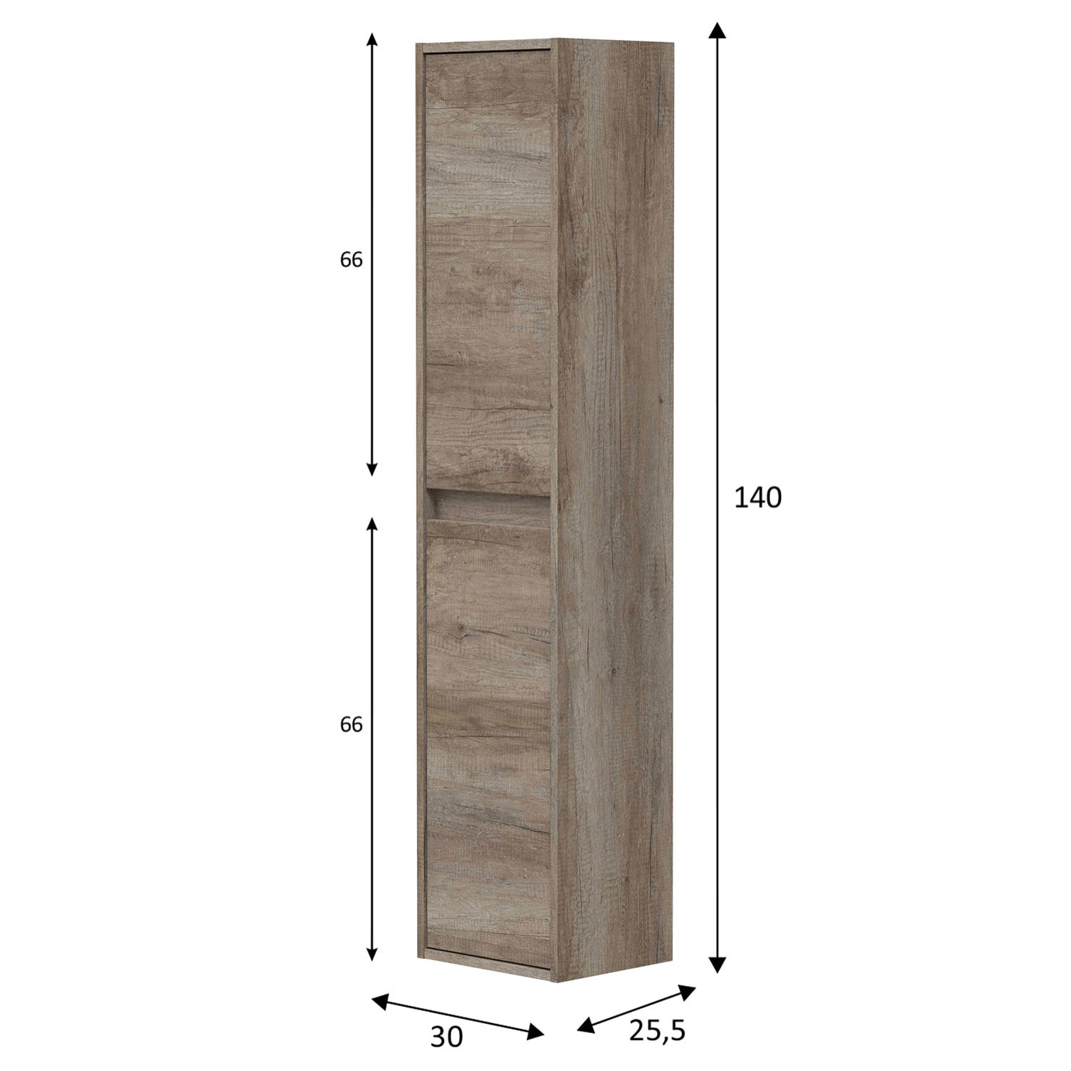 Columna de baño Devin 2p color Nordik, 30 cm (Ancho) x 26 cm (Fondo) x 140 cm (Alto)