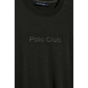 Maglietta nera a maniche corte e a girocollo con logotipo Polo Club