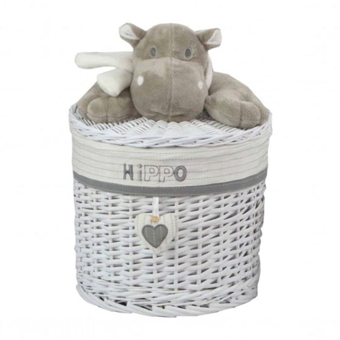 Corbeille ronde en osier déco hippopotame - HIPPOLY