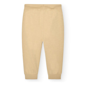 PantalÃ³n liso para niÃ±o en felpa flamÃ© de color beige