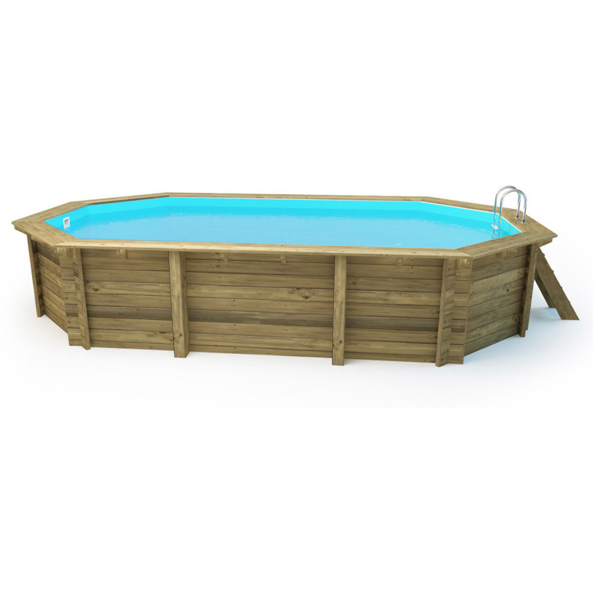 Piscine bois " Brazilia 130 "  5.86 x 3.86 x 1.31 m - Bâche à bulles 180 µ - Bâche hiver 280 g/m²