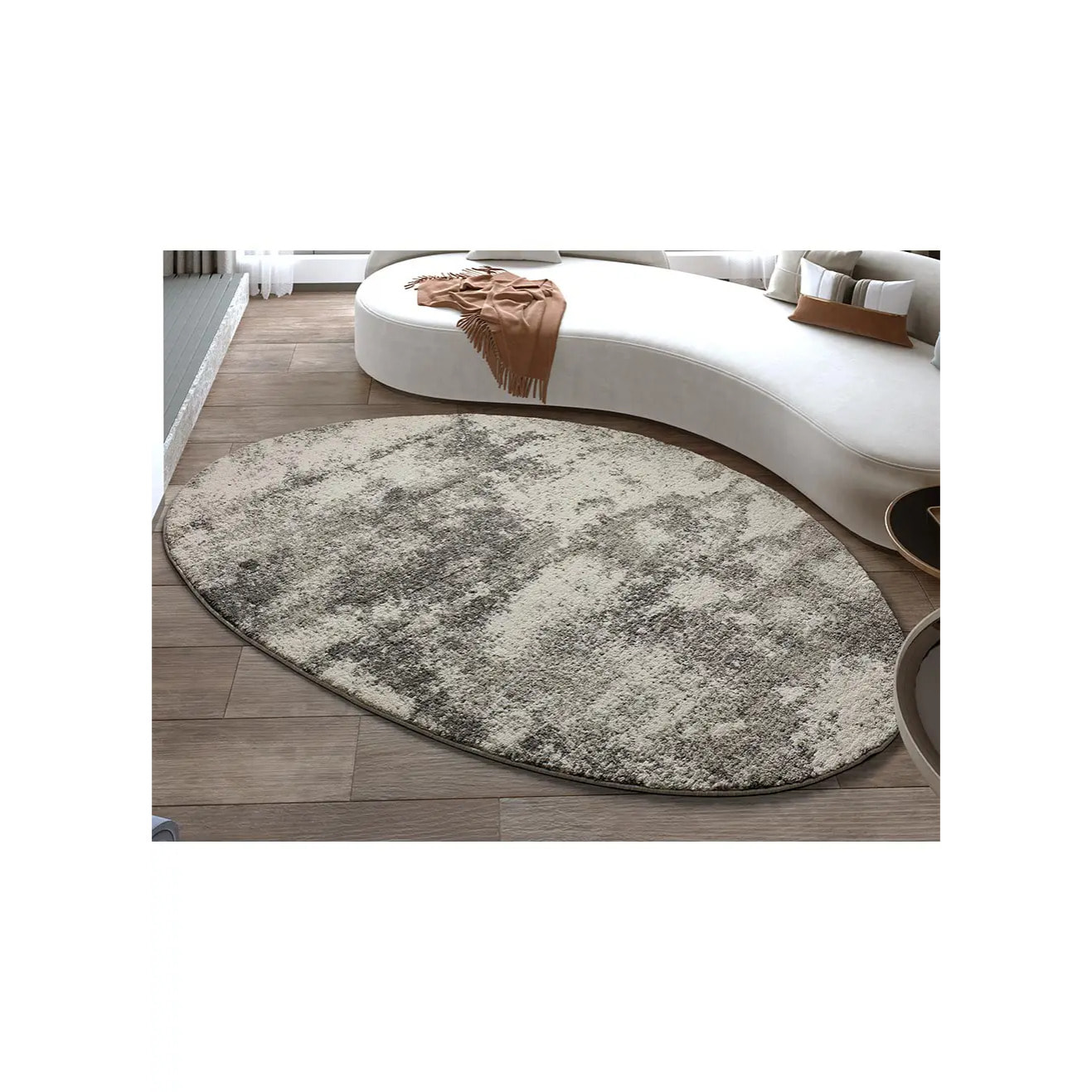 REFLEX PIEDRA Alfombra abstracta forma irregular gris, 194 X 290 cm.