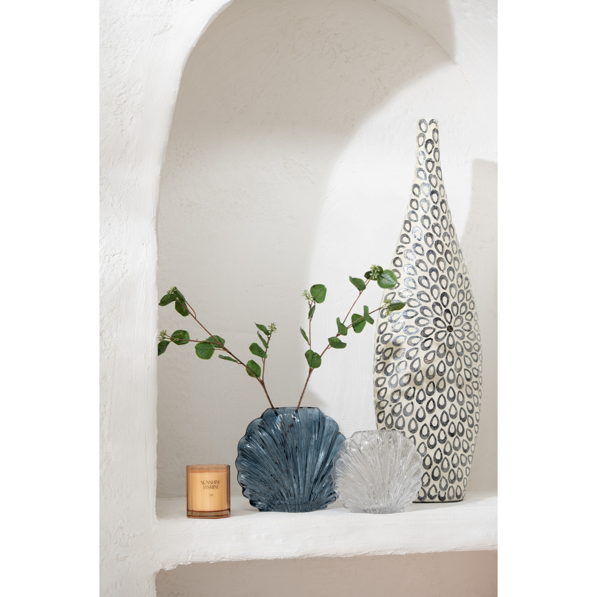 J-Line vase Coquillage - verre - transparent - small - Ø 10 cm