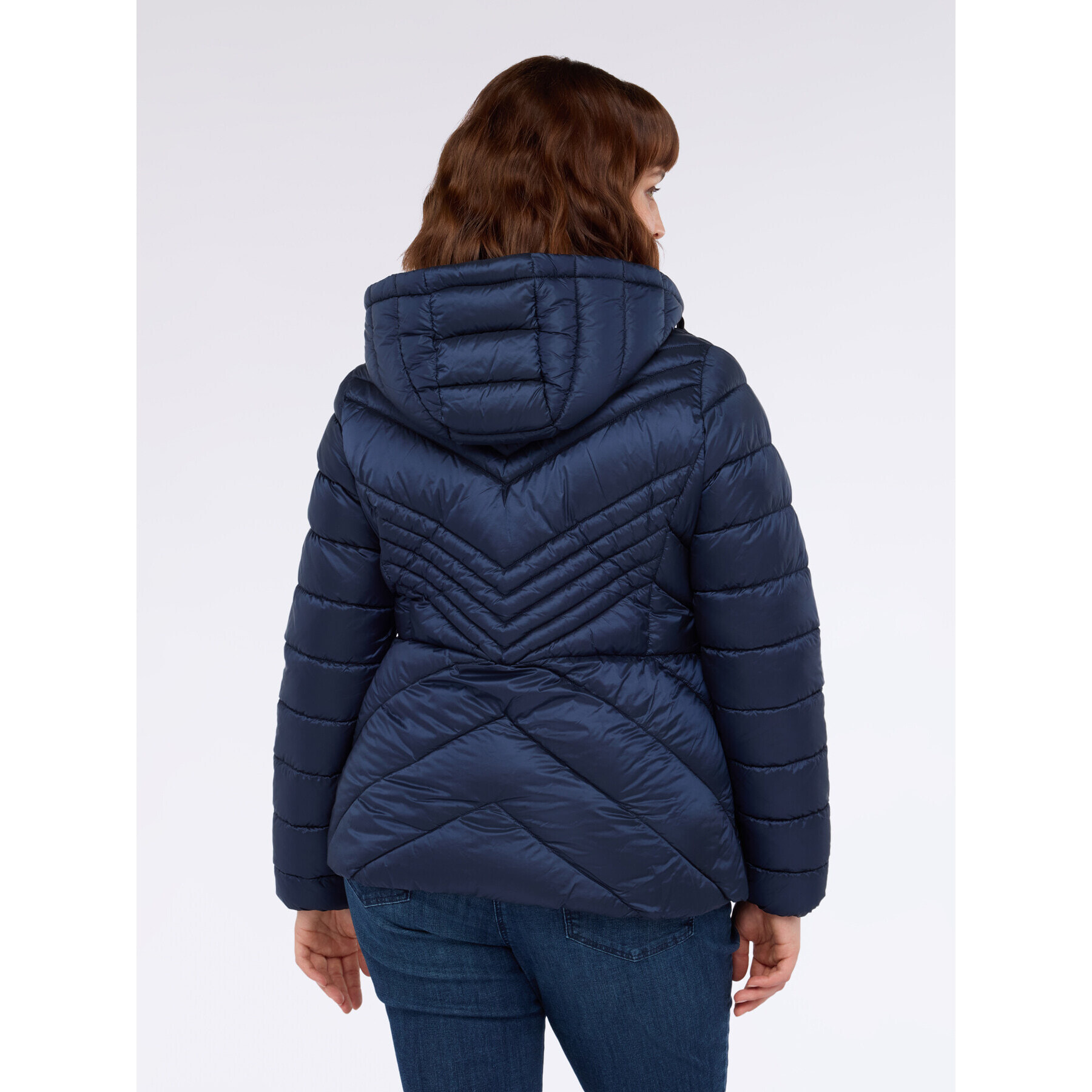 Fiorella Rubino - Piumino trapuntato disegno chevron con cappuccio - Blu