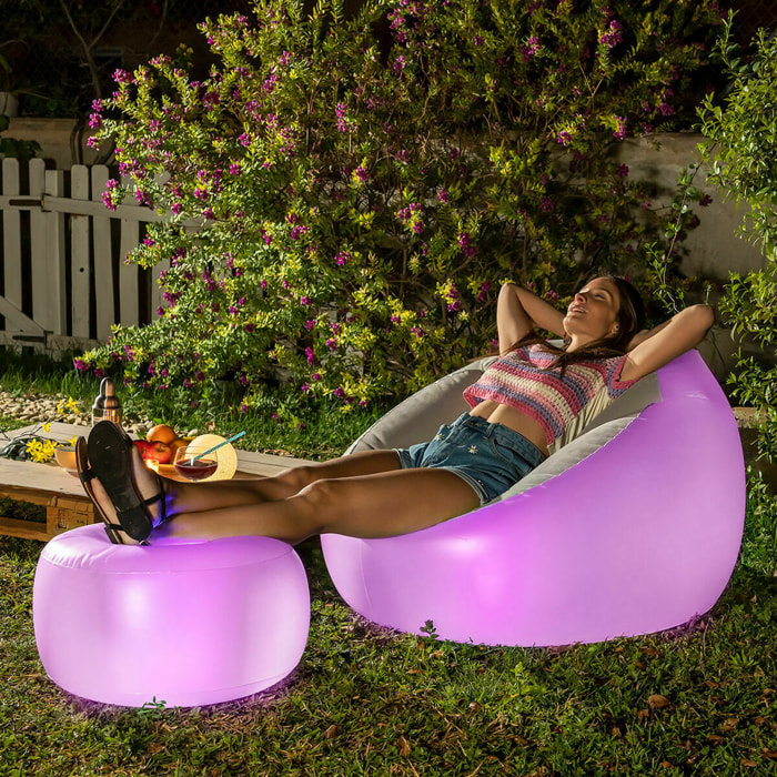 Pack Fauteuil Gonflable avec LED Multicolore et Siège gonflable avec LED multicolore et télécommande InnovaGoods