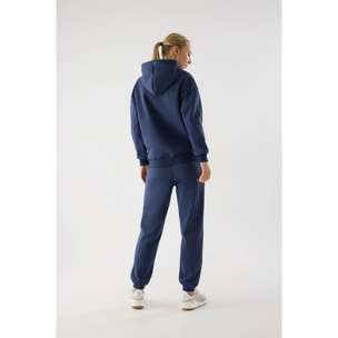 Conjunto de chándal deportivo afelpado sudadera con capucha y jogger azul marino