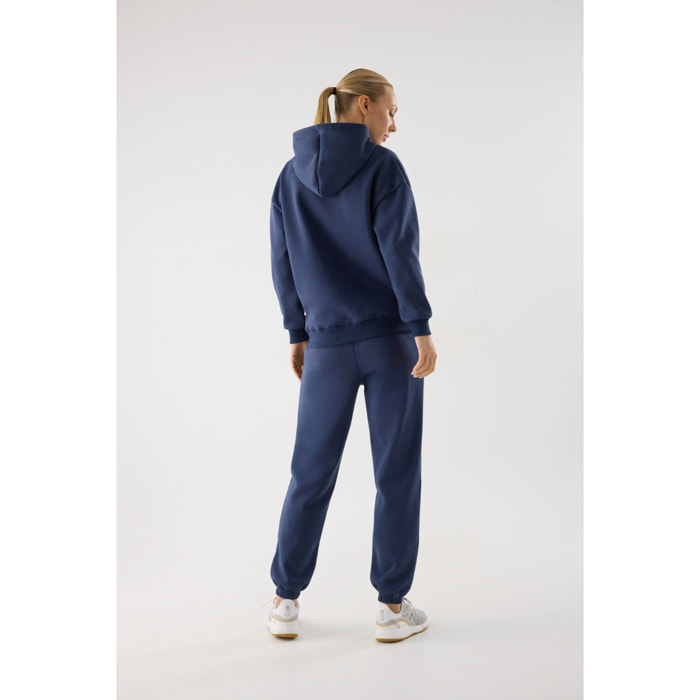 Conjunto de chándal deportivo afelpado sudadera con capucha y jogger azul marino