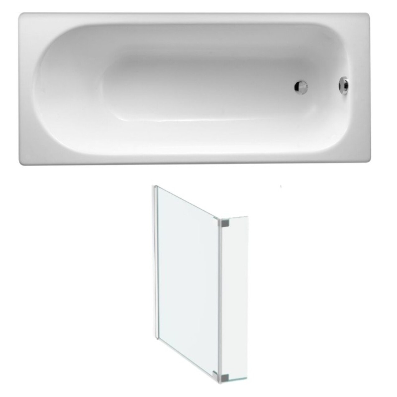 Baignoire droite 170 x 70 Soissons en fonte + pare bain