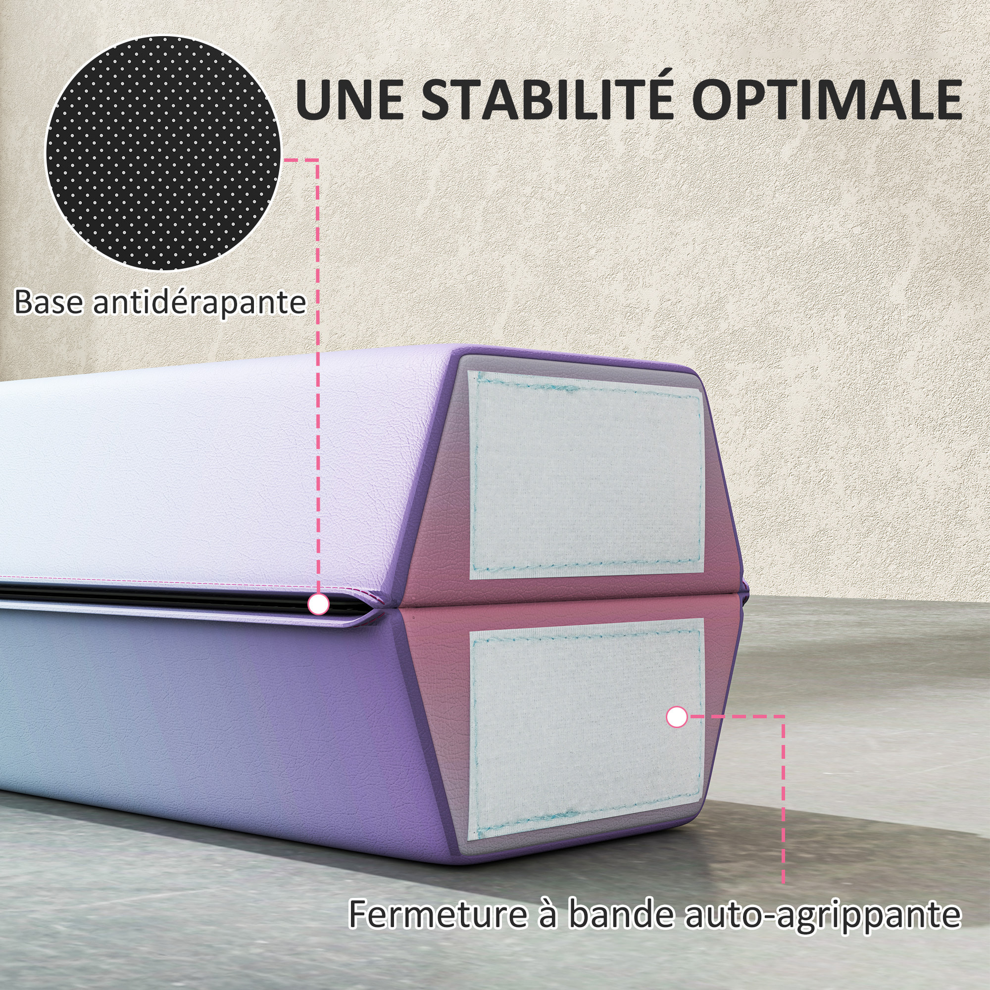 Poutre gymnastique pliable 236 cm - poutre d'équilibre antidérapante - revêtement PVC multicolore