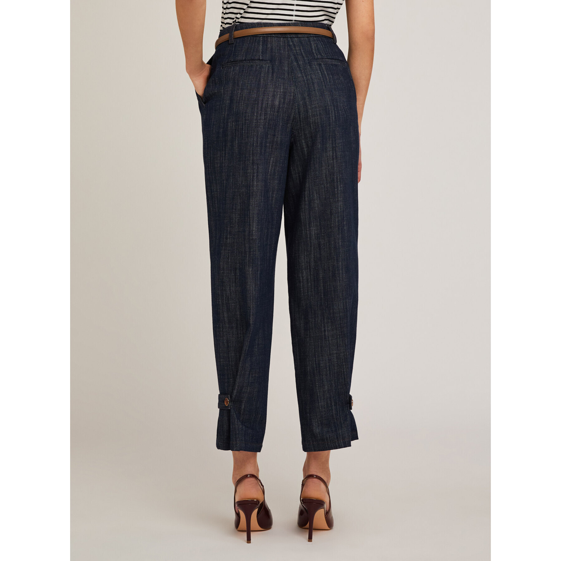 Motivi - Pantalón con tira efecto denim en el bajo - Azul