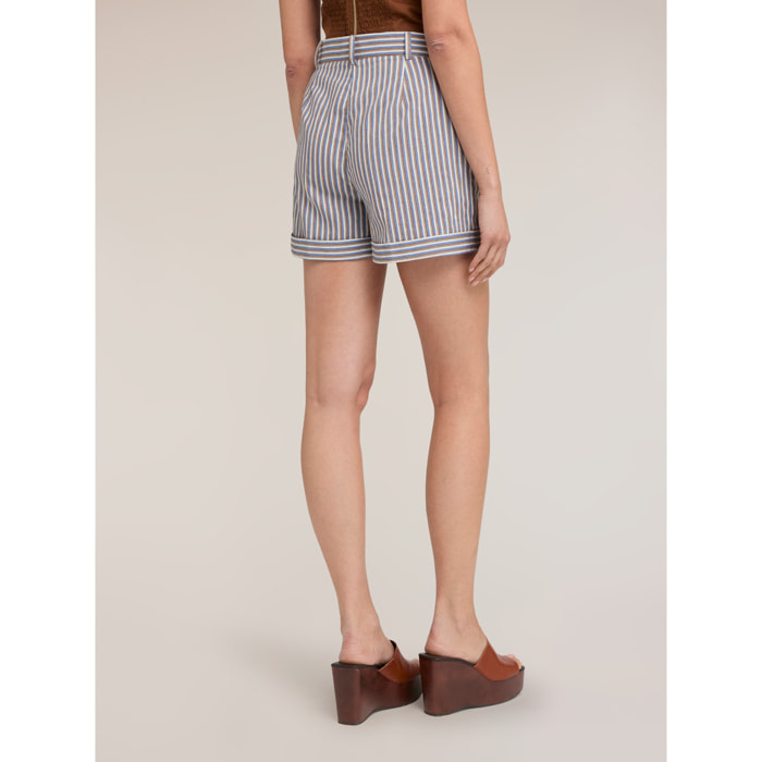 Motivi - Shorts de rayas en mezcla de algodón - Light - blue