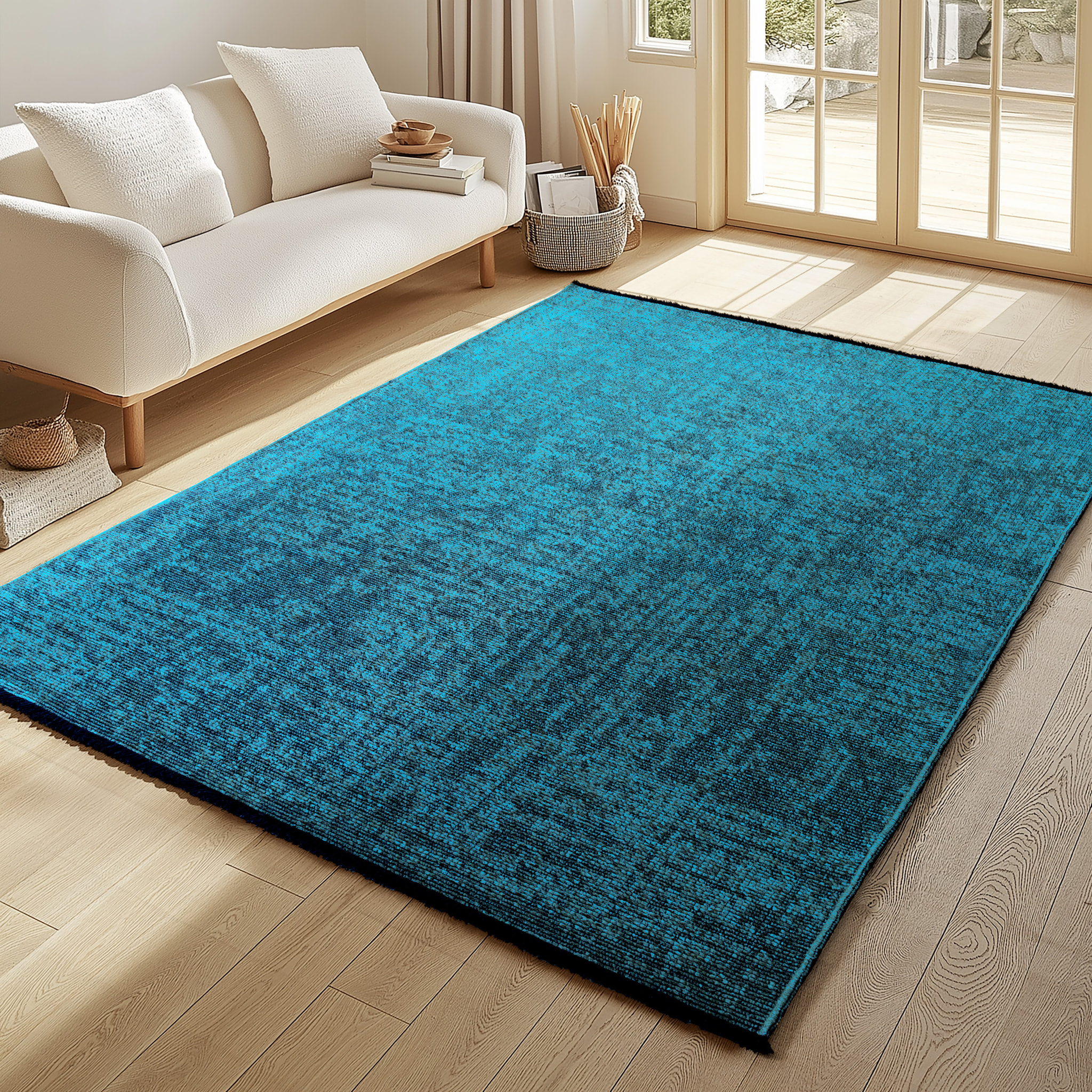 MIRA - Tapis de salon bleu au design abstrait