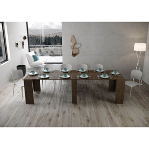 Consola extensible 90x48/296 cm Bakari nogal extensiones internas