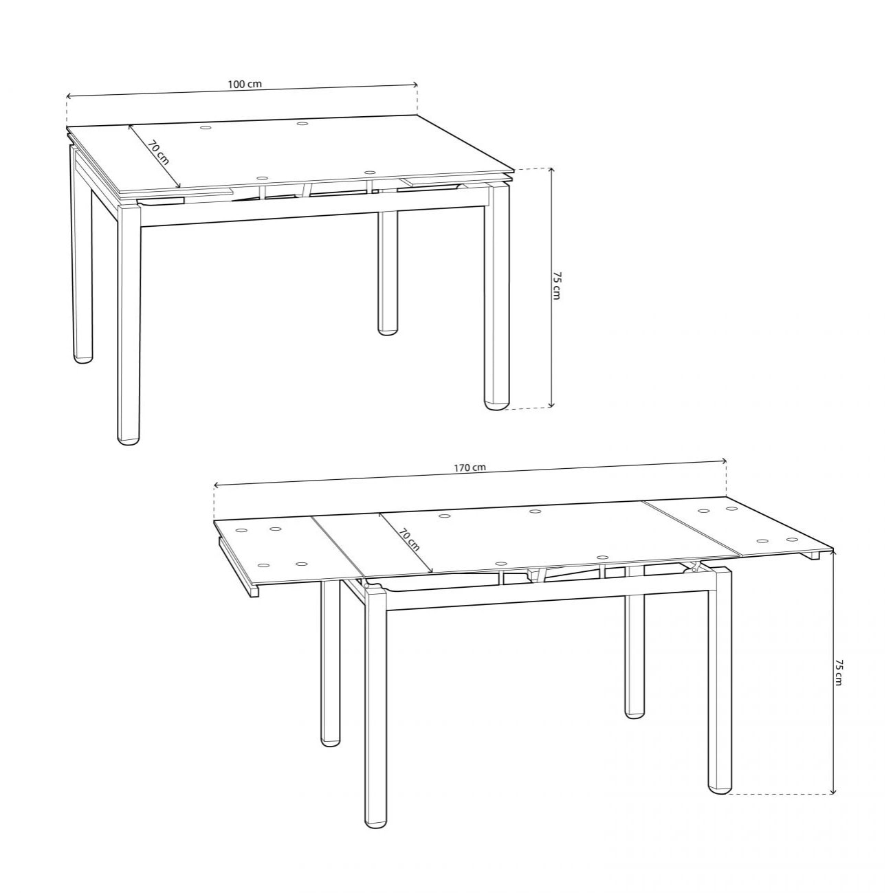Mesa de cocina extensible Chef Gris - Blanco