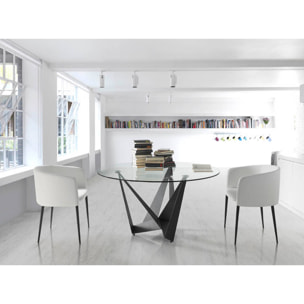 Mesa de Angel Cerda de cristal y acero 150x150x75cm