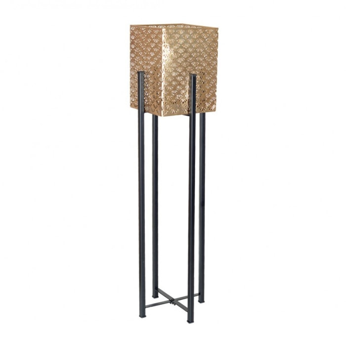 Support plantes en métal avec pot en fer doré h.60cm