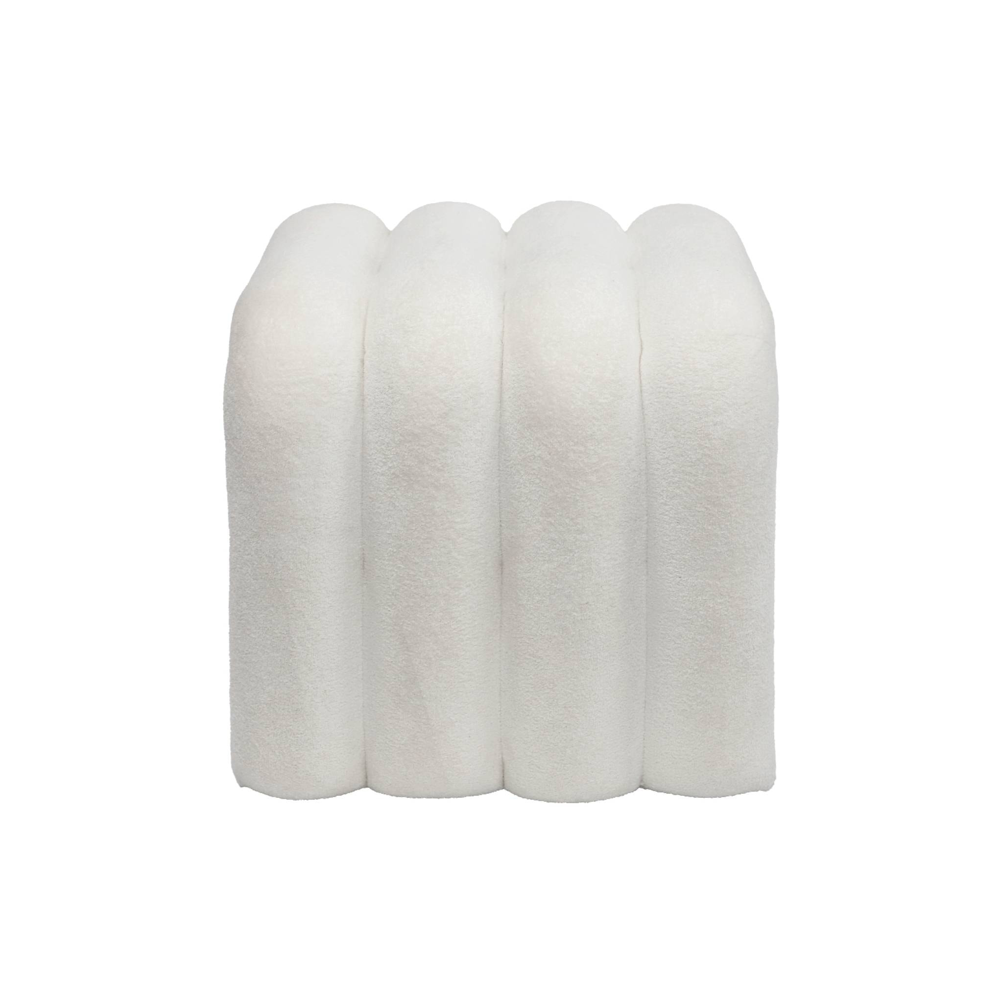 Set de 2 poufs contemporains en tissu blanc