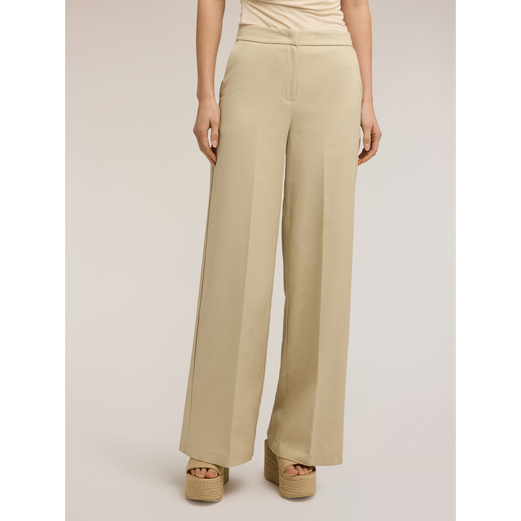 Motivi - Pantaloni palazzo misto lyocell - Beige