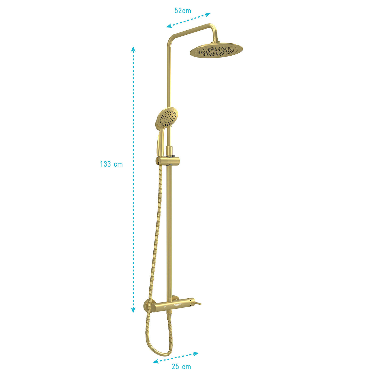 Colonne de douche Thermostatique finition Or Doré Brossé 133x26x52 cm - MOLLY GOLD