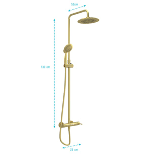 Colonne de douche Thermostatique finition Or Doré Brossé 133x26x52 cm - MOLLY GOLD