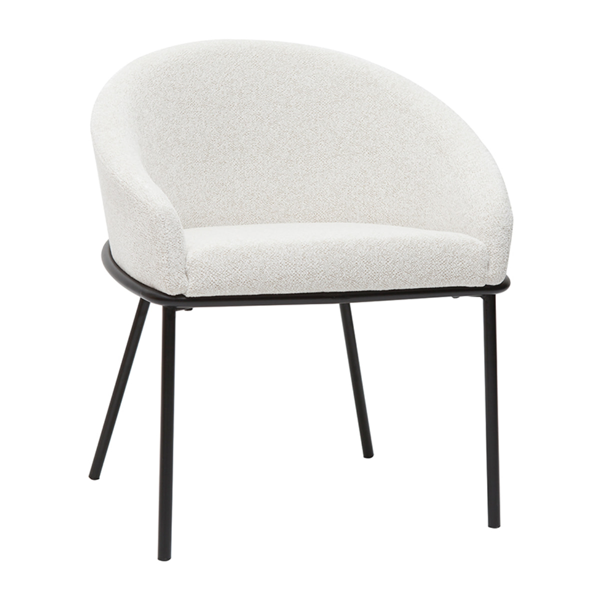 Chaise design en tissu velours chenille blanc cassé et métal noir JENNA