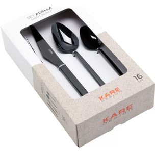 Couverts Adella 16 pièces noirs Kare Design