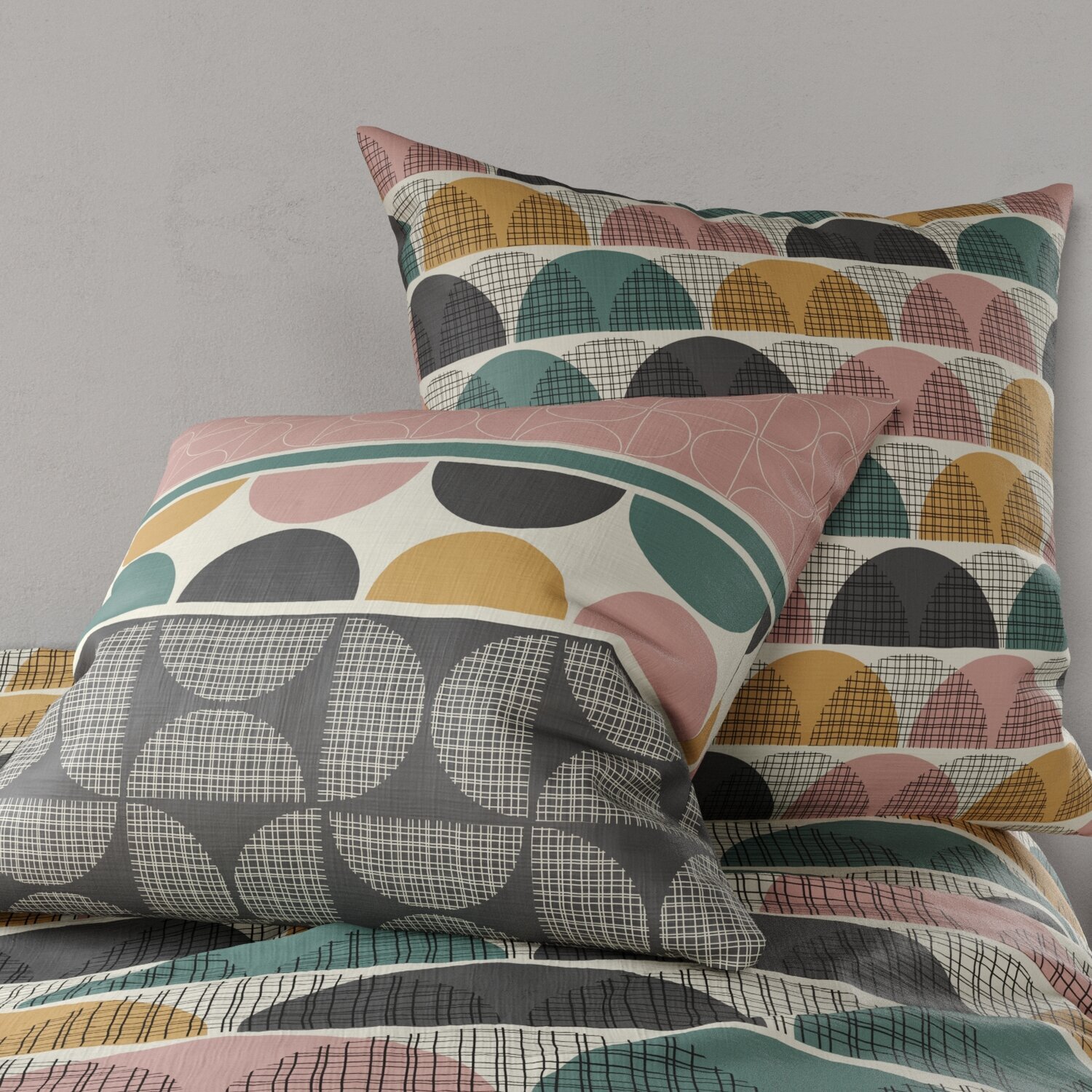 Parure housse de couette imprimé 100% coton - thanos - rose