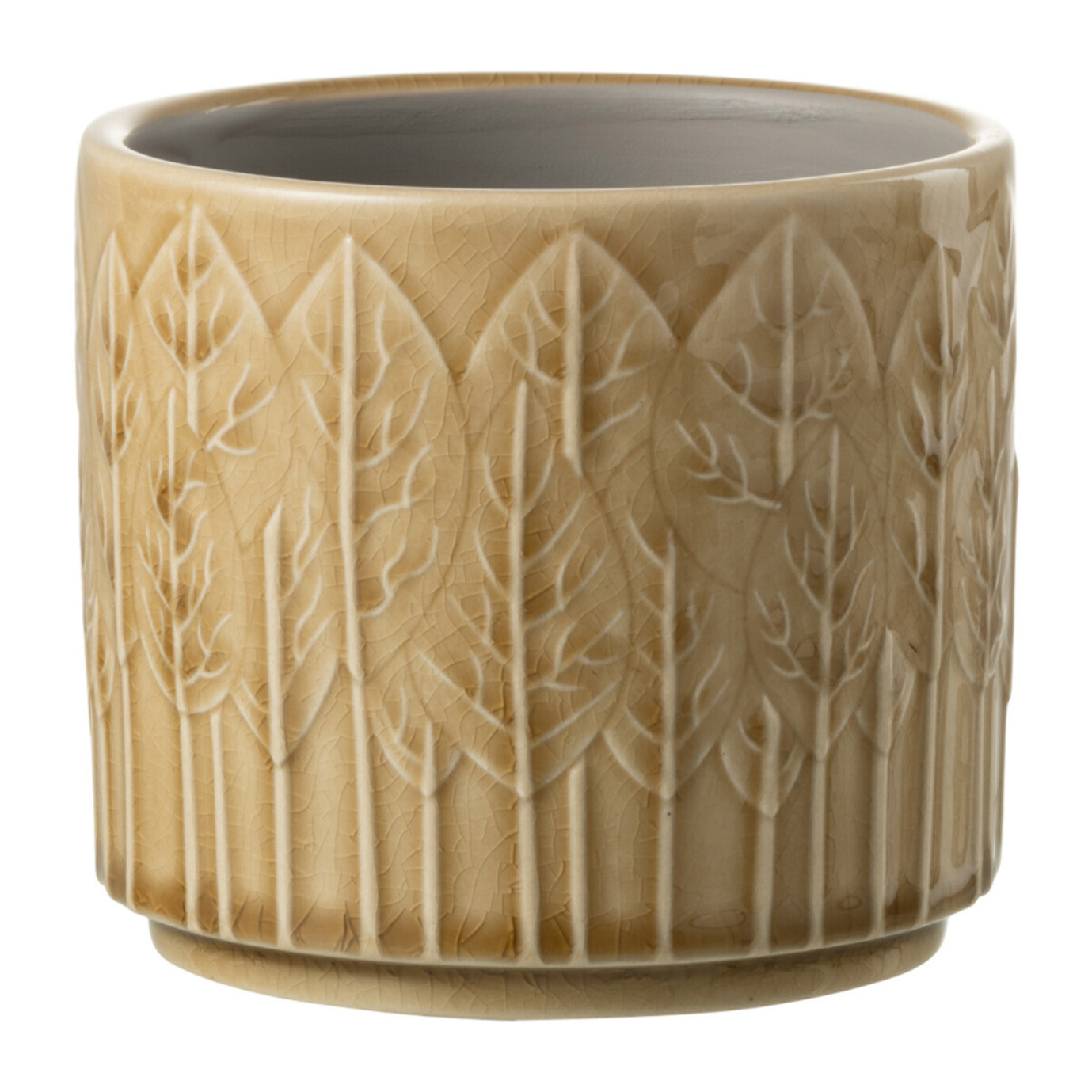 J-Line cache-pot Feuille - céramique - beige - small - 2 pièces - Ø 12 cm