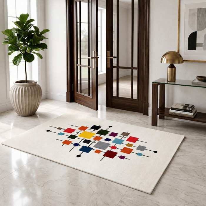 Tapis Mepi motif géométrique destructuré contemporain multicolore