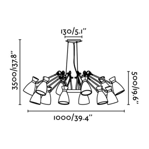 RETRO 12L Colgante negro y oro satinado